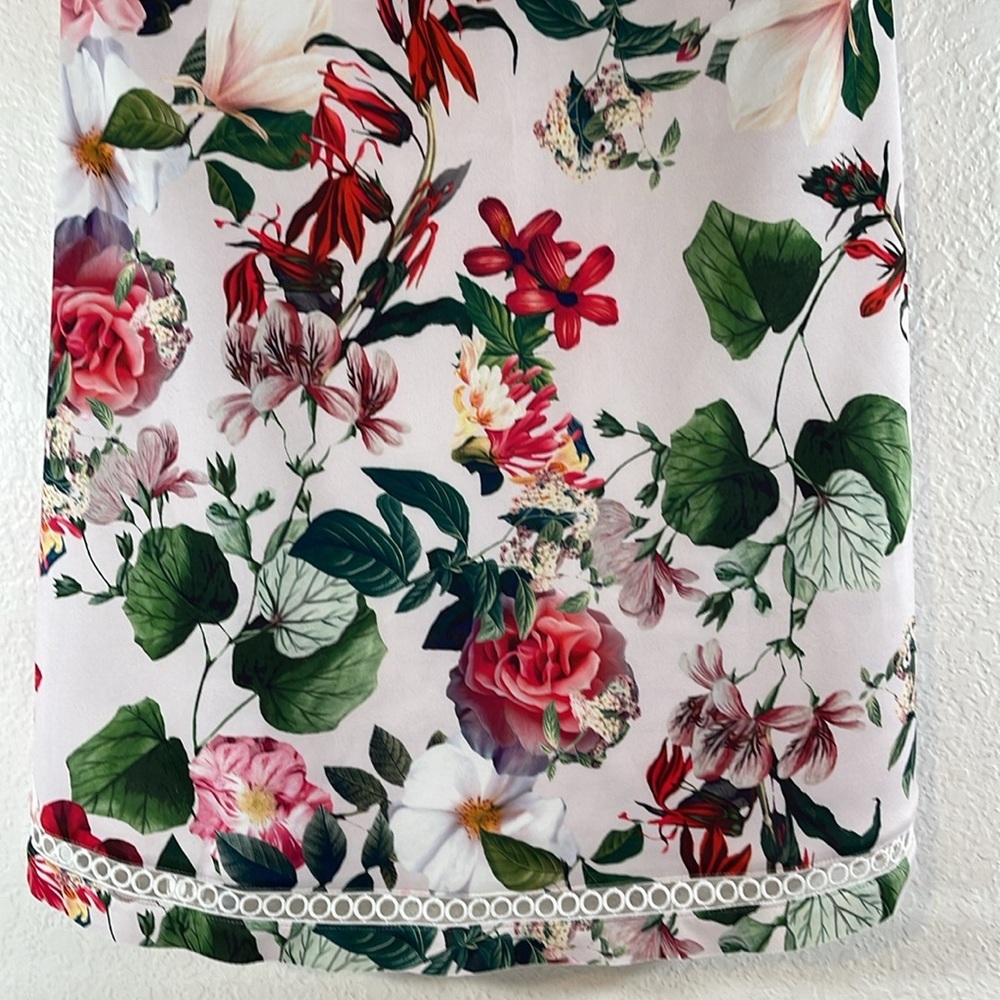 ASOS Maternity White Pink Red Floral Strapless Ruffle Maternity Dress Sz. 12 NEW - Picture 4 of 11